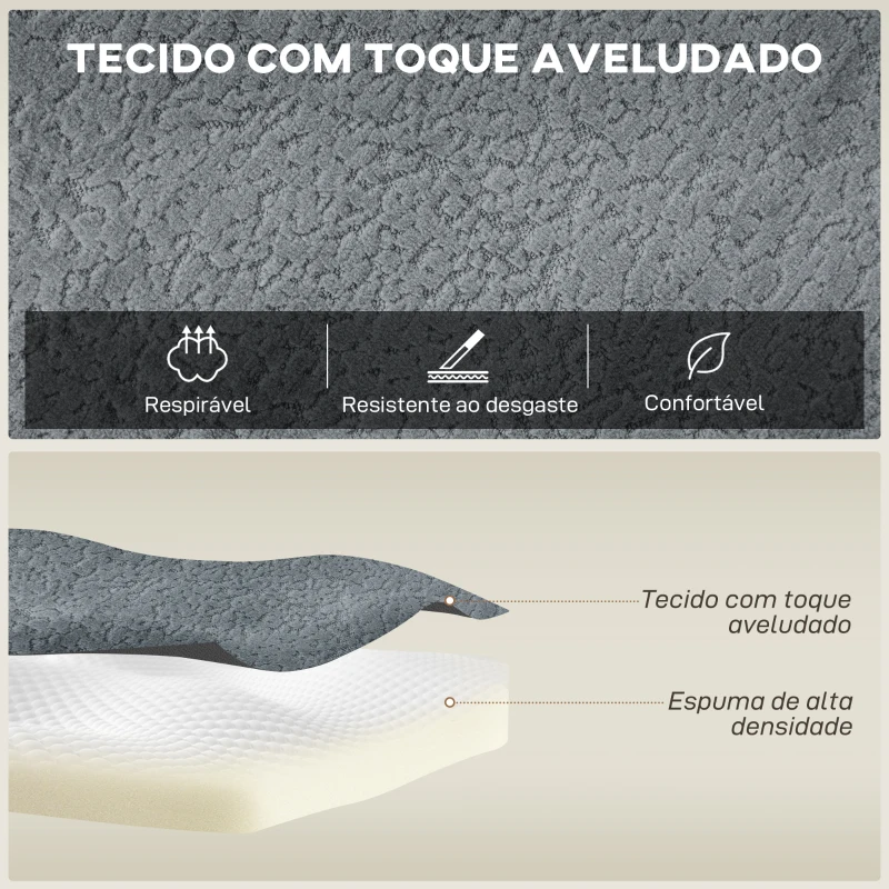 HOMCOM Sofá Seccional em Forma de U Sofá Modular com 2 Otomanos 2 Almofadas Braços Largos Sem Montagem Cinzento