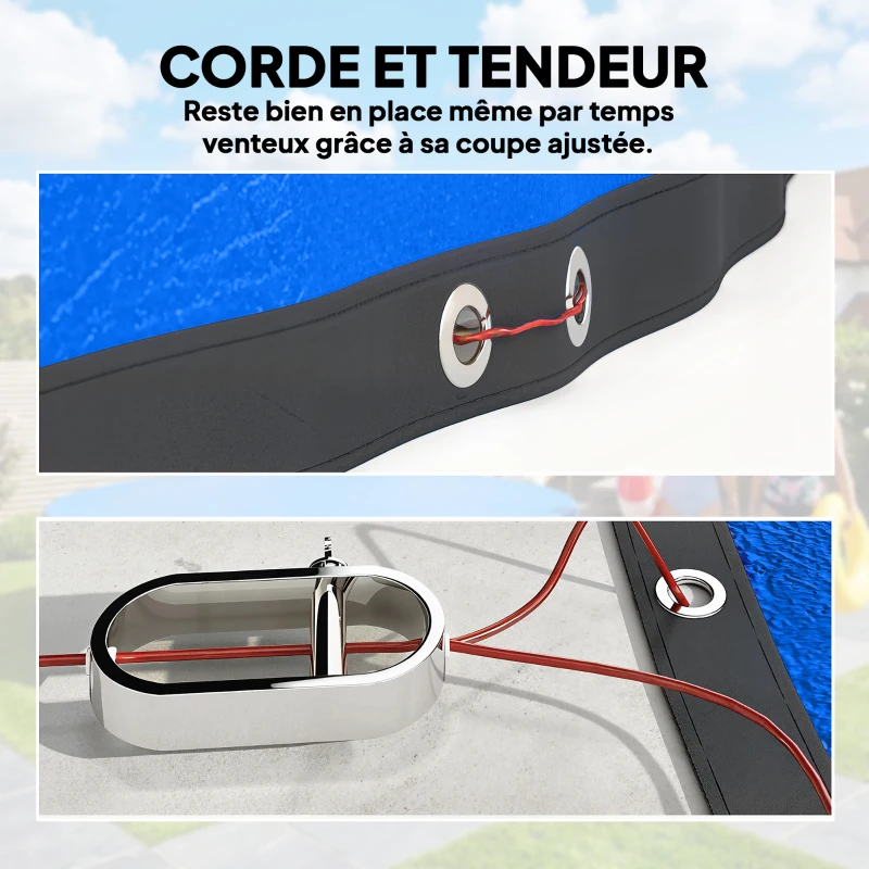 Outsunny Bâche de Piscine Ronde 450 cm Anti-Poussière et Imperméable avec Corde pour Piscines Hors Sol de 420-430 cm, Bleu