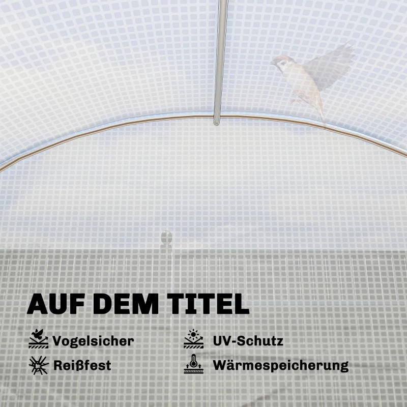 Outsunny Gewächshaus ca. 2,7 x 2 x 2 m Foliengewächshaus mit Regalen Rollbar Reißverschlusstür 6 Netzfenster Stützstangen