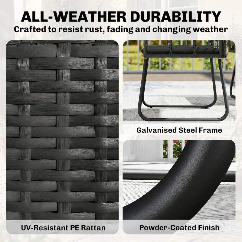 Outsunny 4 Piece Rattan Garden Furniture Set, Outdoor Patio Furniture with Loveseat, Armchairs and Coffee Table