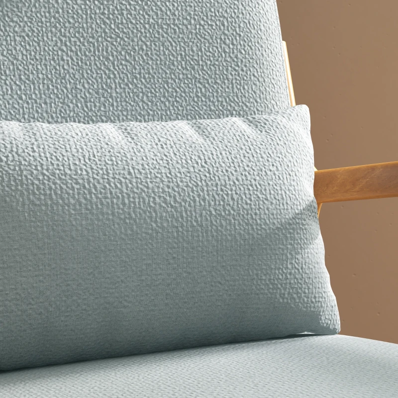 HOMCOM Fauteuil de salon avec cadre en bois massif fauteuil lounge - assise profonde - accoudoirs - lin synthétique gris clair