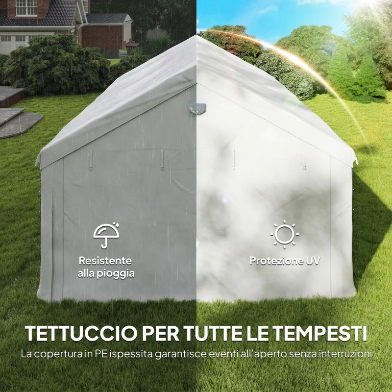 Outsunny Tendone per Feste 4x6 m con Finestre e 4 Pareti Laterali Rimovibili, in Acciaio e PE, Bianco