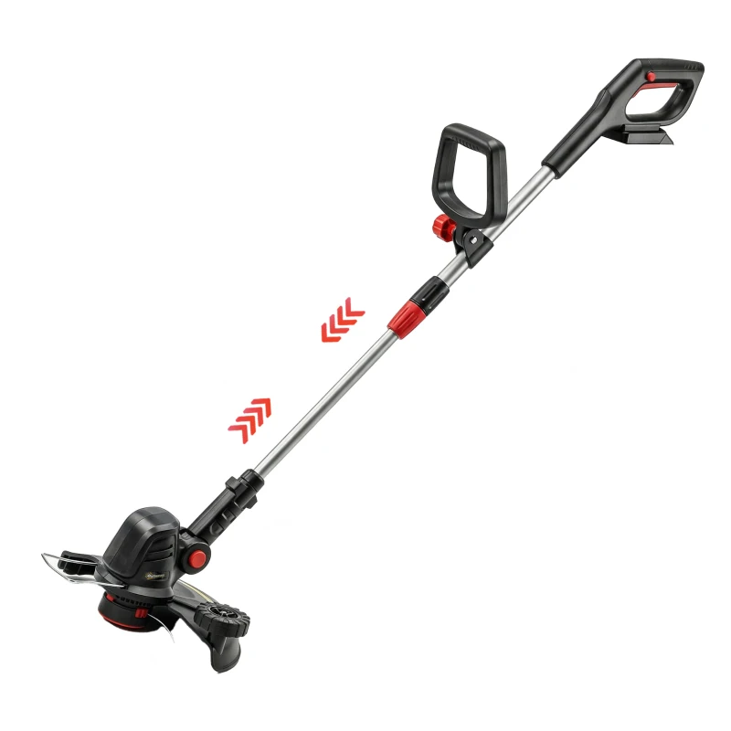 Outsunny Recortabordes a batería 2 en 1, desbrozadora con 30 cm de ancho de corte, mango ajustable y cabeza inclinable para jardín y patio Plateado