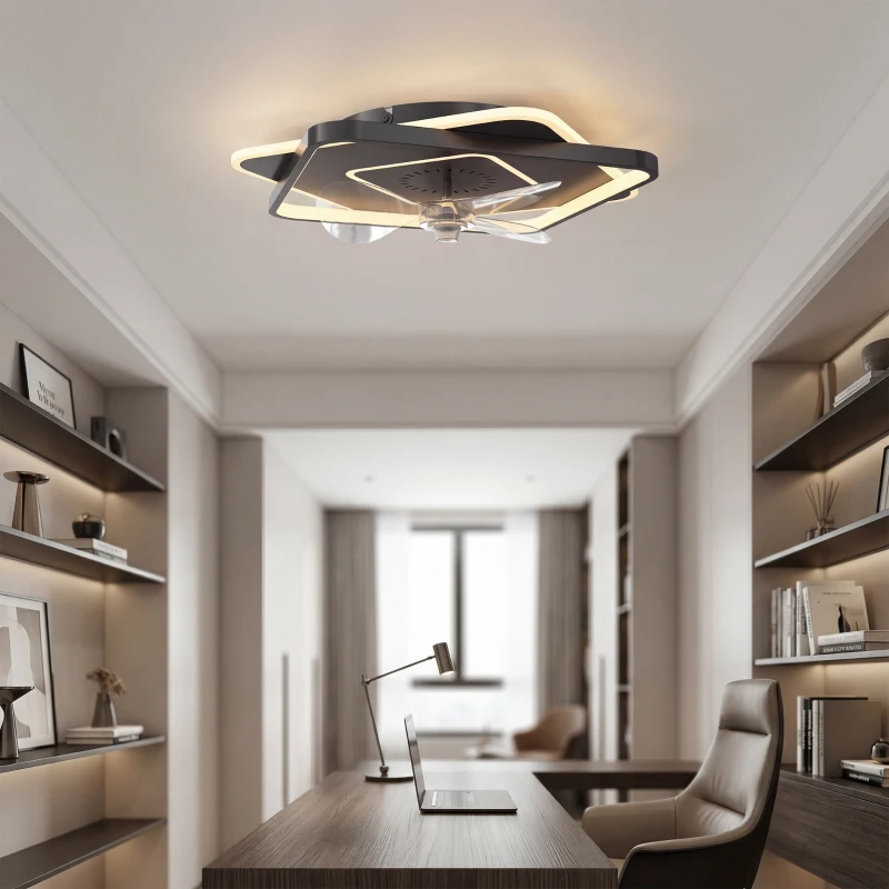 HOMCOM Ventilator de tavan cu lumină și telecomandă, ventilator LED de tavan cu 6 viteze, 3 temperaturi de culoare