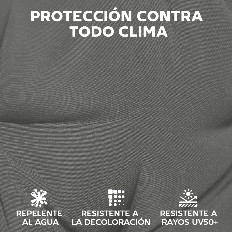 Outsunny Juego de Cojines para Sillas de Comedor 46x42x7 cm 6 Piezas con Funda Lavable y Lazos Impermeable Anti-UV Gris Oscuro