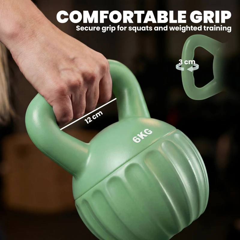 SPORTNOW Kettlebell Kogelgewicht 6 kg met zand gevuld voor beginners thuis krachttraining 17 x 17 x 23 cm Groen