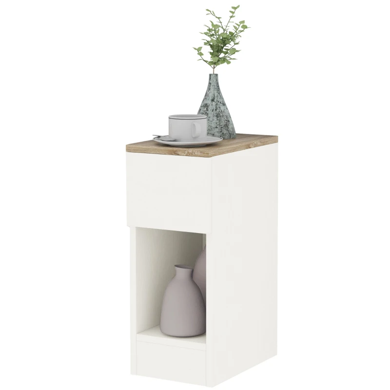 HOMCOM Mesita de Noche Moderna Mesilla de Noche con Cajón y Compartimento Abierto para Dormitorio Salón 20x30x50 cm Blanco