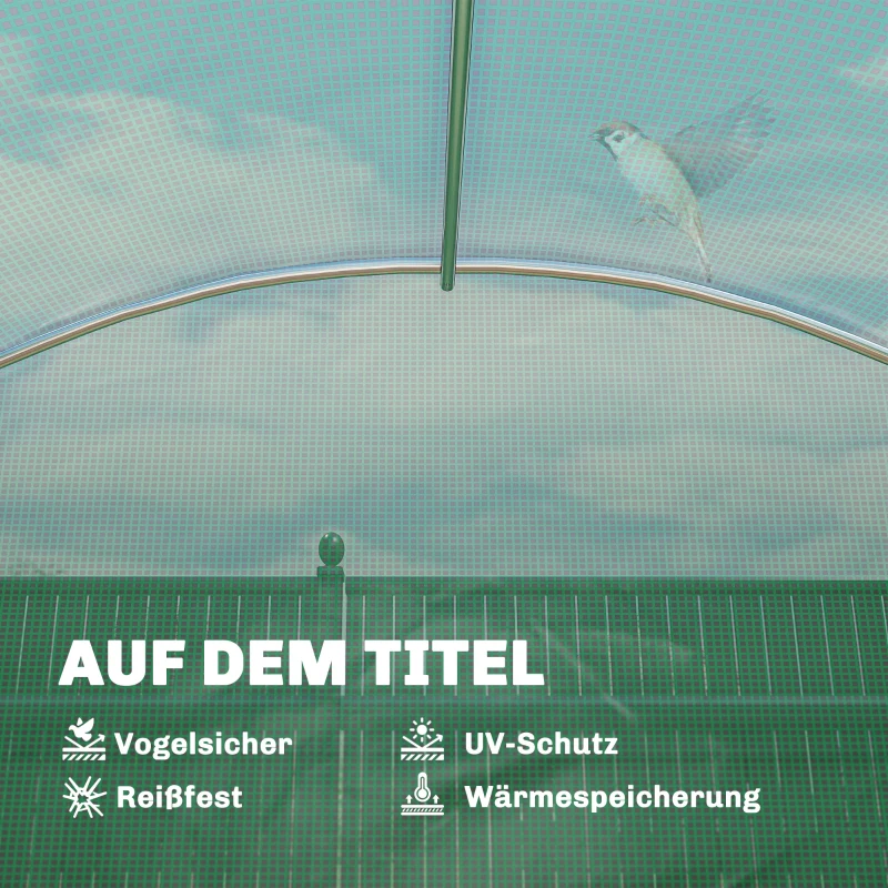 Outsunny Gewächshaus ca. 2,7 x 2 x 2 m Foliengewächshaus mit Regalen Rollbar Reißverschlusstür 6 Netzfenster Stützstangen