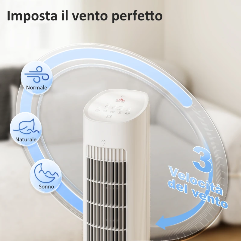 HOMCOM Raffrescatore d'Aria 3-in-1, Torre, Serbatoio 3 Litri, Portatile, Bianco.