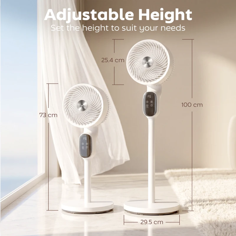HOMCOM 20 dB Silent Standing Fan for Bedroom, 39" Pedestal Fan with Remote, 90° Oscillating, 8 Speeds, Adjustable Height, White