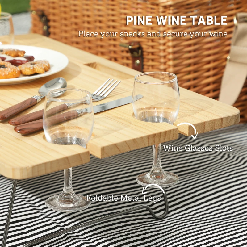 Kosz piknikowy z wikliny dla 4 osób, jasnobrązowy