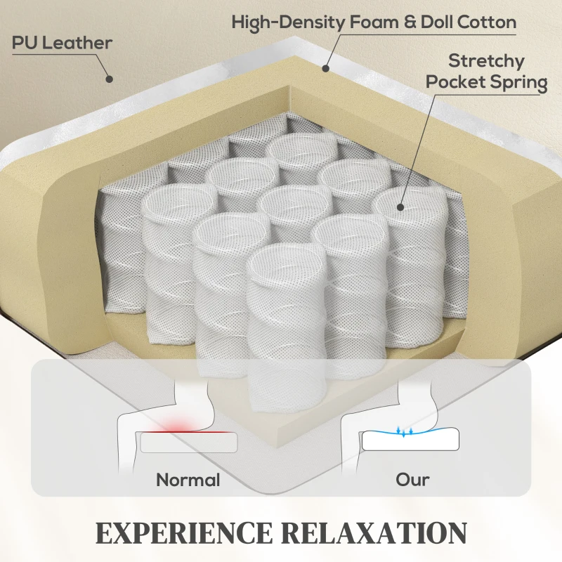 HOMCOM Fotel telewizyjny z elektrycznym podnoszeniem, masażem, podgrzewaniem, USB, kremowy PU
