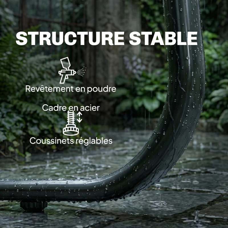 Outsunny Salon de jardin 4 pièces avec canapé, fauteuils et table basse, gris foncé et noir