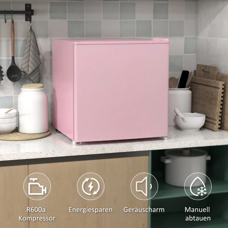 HOMCOM Congelatore da Tavolo con Capacità 35 Litri, Piccolo Congelatore con Porta Reversibile, Rosa