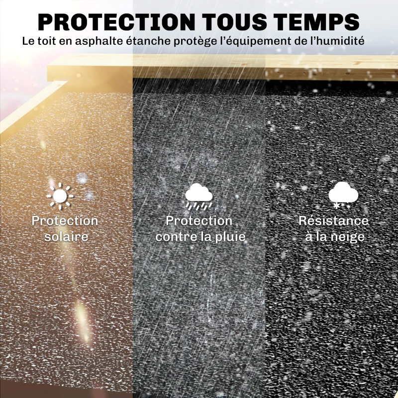 Outsunny Armoire de Jardin en Bois Abri de Jardin Toit en Asphalte Double Zone et Étagères Amovibles 106x57x167cm Naturel