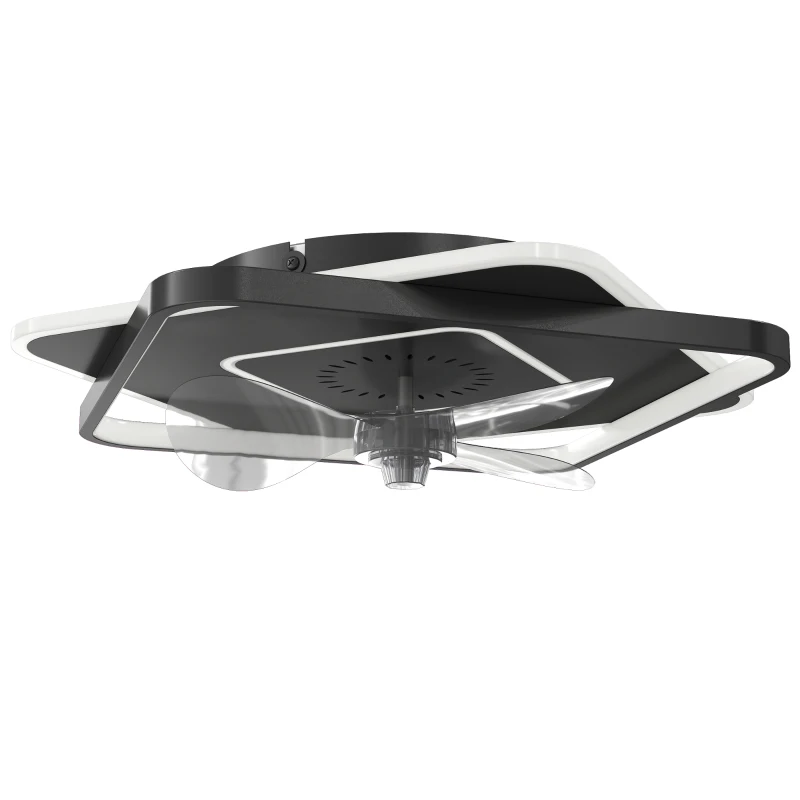 HOMCOM Ventilateur de plafond avec lumière et télécommande, ventilateur de plafond LED à 6 vitesses, 3 températures de couleur