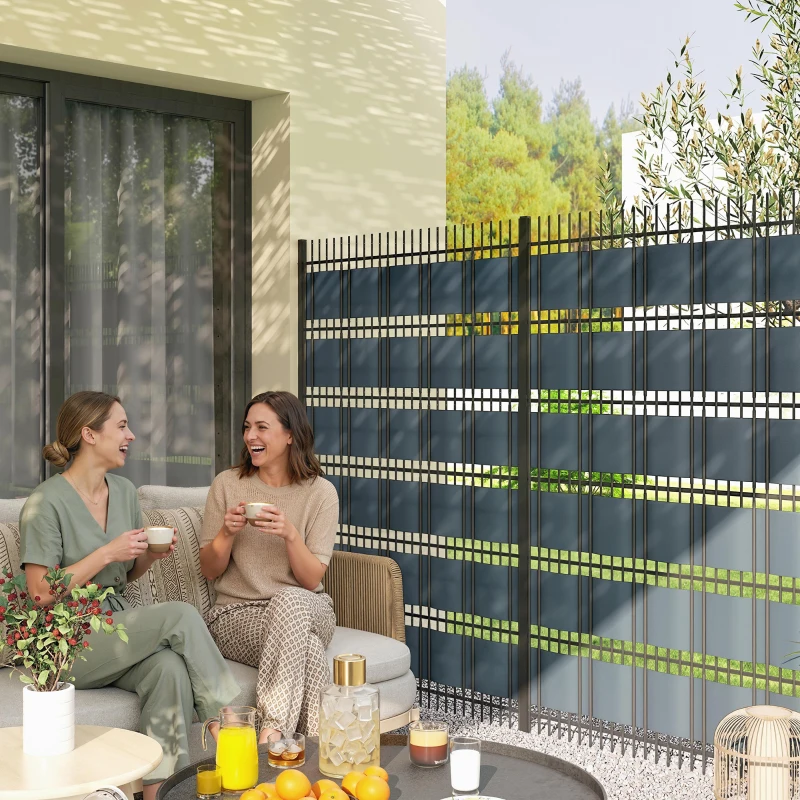 Outsunny Brise-vue PVC Rouleau Occultant 35m Bande de Protection Visuelle 450g/m² avec 120 Clips de Fixation Gris Anthracite