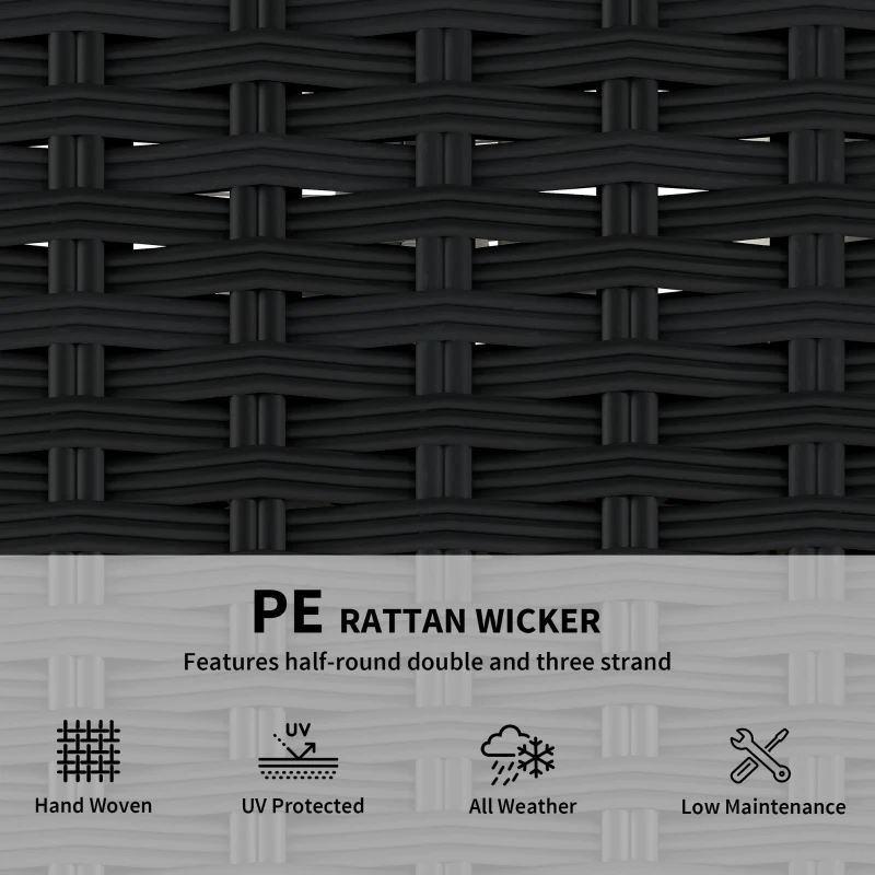 Outsunny 2 Seater Rattan Sofa, Outdoor Garden Sofa with Deep Seat, Cushions, Wide Armrests for Patio, Balcony, Porch, Black