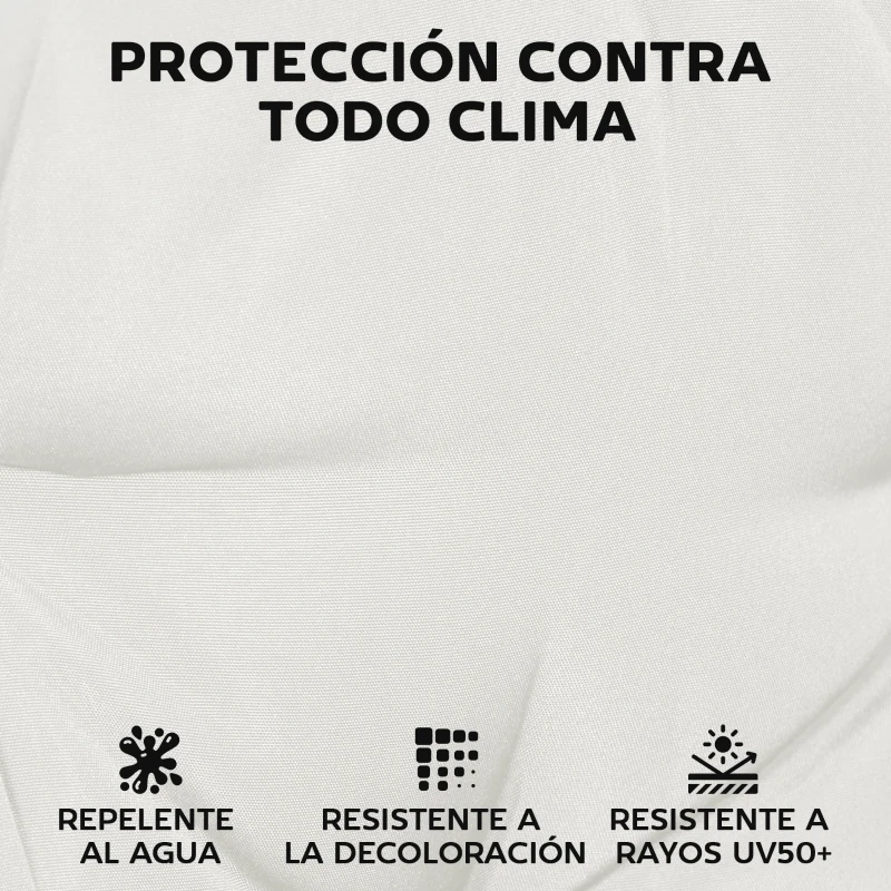 Outsunny Juego de Cojines para Sillas de Comedor 46x42x7 cm 6 Piezas con Funda Lavable y Lazos, Impermeable y Anti-UV Crema