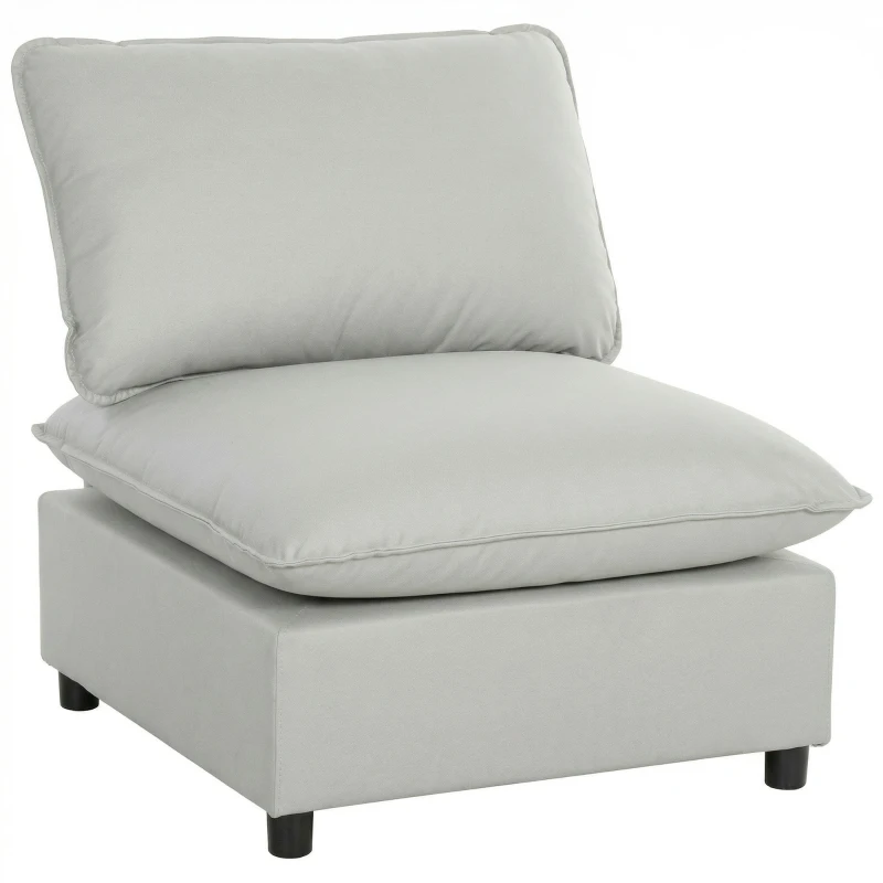 HOMCOM Sillón de acento, moderno sillón Leathaire con asiento ancho y profundo, acolchado grueso, montaje fácil, gris