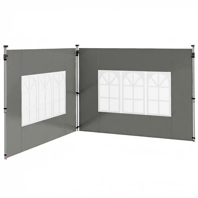 Outsunny Gazebo Side Panels, Sides Replacement with Window for 3x3(m) or 3x4m Pop Up Gazebo, 2 Pack, Dark Grey