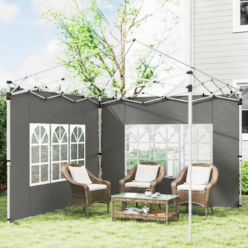 Outsunny Gazebo Side Panels, Sides Replacement with Window for 3x3(m) or 3x4m Pop Up Gazebo, 2 Pack, Dark Grey