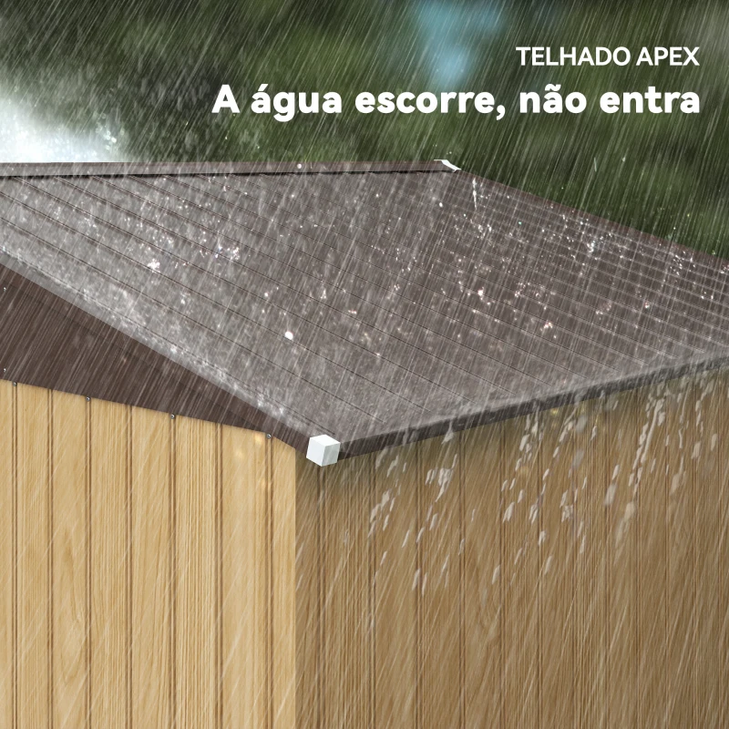 Outsunny Abrigo de Jardim Exterior 4,9 m² 277x195x192 cm com Porta de Correr Ventilação e Kit de Fundação Castanho