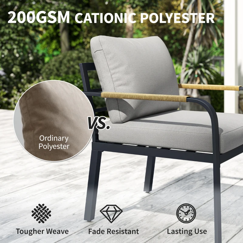 Outsunny 7 Seater Garden Furniture Set, Metal Garden Sofa Set with Cushions, Outdoor Furniture Conversation Sets, Light Grey