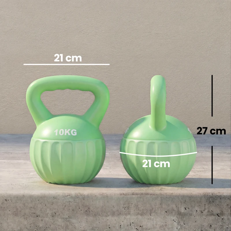 SPORTNOW Kettlebell pesa de 6 kg rellena de arena para principiantes Entrenamiento de fuerza en casa 21 x 21 x 27 cm Verde