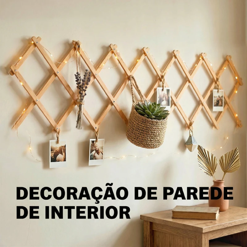 Outsunny Treliça de Jardim em Madeira Extensível Suporte para Plantas Trepadoras Rosas e Videiras 180x60 cm Castanho Claro