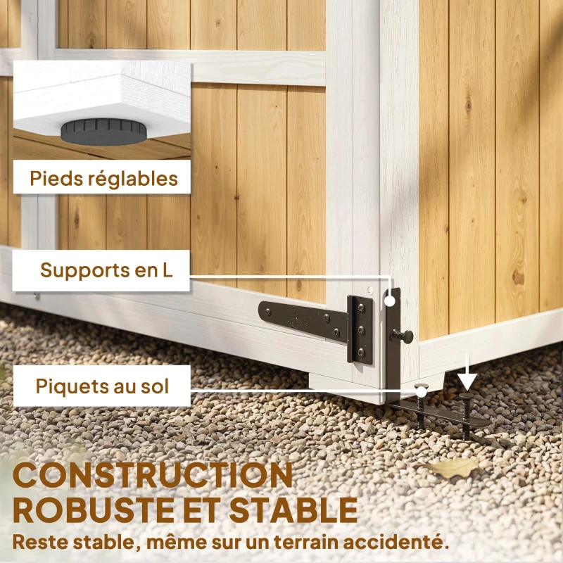 Outsunny Armoire de Jardin Abri de Jardin Étanche avec Toit en Métal Double Porte pour Outils de Jardinage 105x55x179cm Naturel