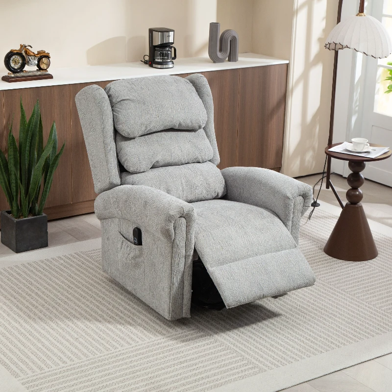 HOMCOM Velvet-Feel 150° Electric Riser Recliner Chair - Grey