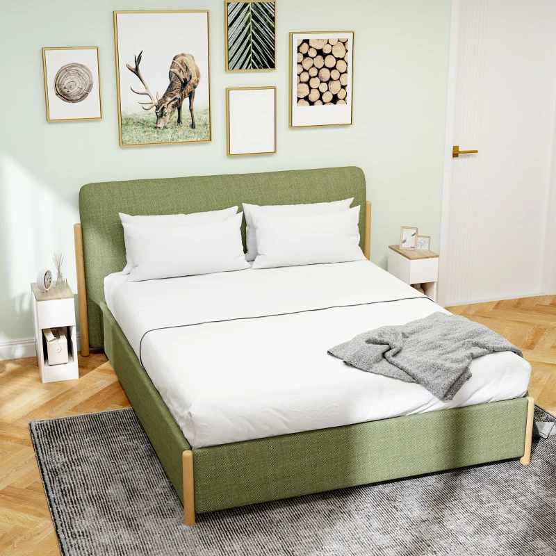 HOMCOM Set of Two Modern Storage Bedside Tables - Cream White