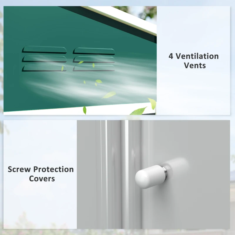 Outsunny 8 x 6ft Galvanised Steel Shed, with Double Door - Green