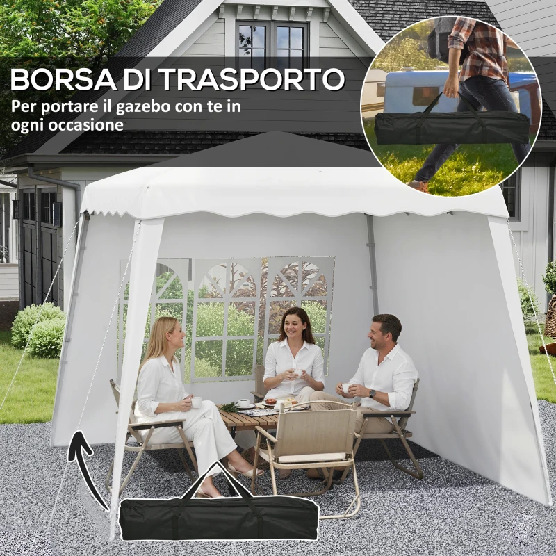 Outsunny Gazebo da Giardino Pieghevole ad Altezza Regolabile in Acciaio e Tessuto Oxford, 2.4x2.4x2.5m