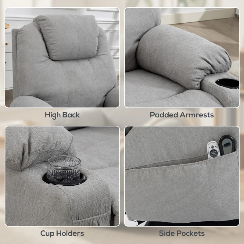 HOMCOM Power Lift Recliner Chair with Pocket Spring, Electric Lift Chair with Wide Backrest, Light Grey