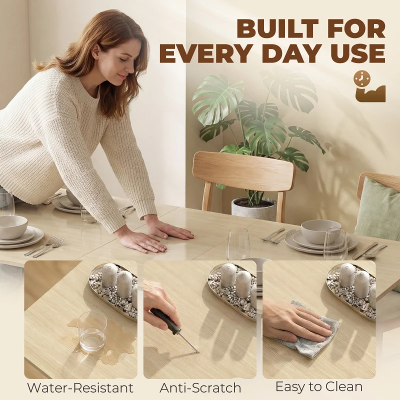 HOMCOM Inklapbare tafel voor 6 personen, 168 cm grote uitschuifbare eettafel met 2 lades & 4 opbergvakken