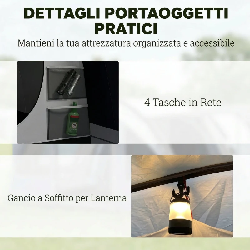 Outsunny Tenda Tunnel 2-4 Persone, Camera da Letto, Zona Giorno, Impermeabile, 480x300x213 cm, Blu Navy