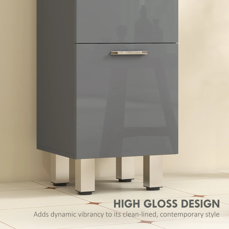 kleankin Szafka łazienkowa, szafka łazienkowa, 4 szuflady, płyta wiórowa, gładka, szary