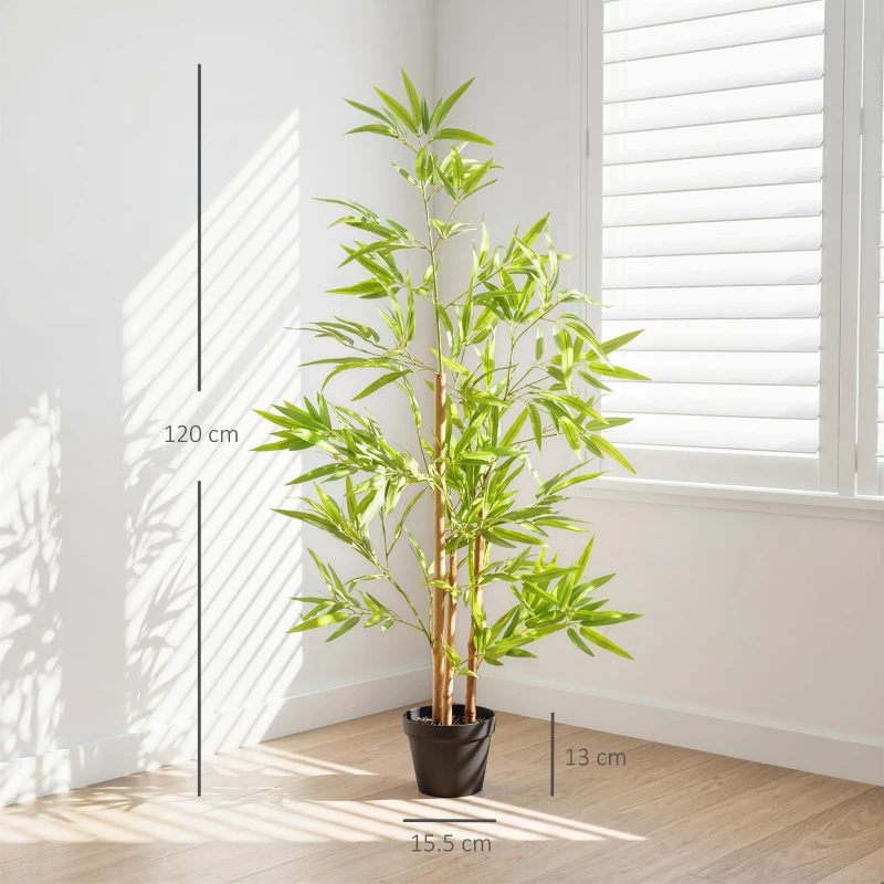 Outsunny Artificial Ficus Tree, with Weighted Plant Pot - Green
