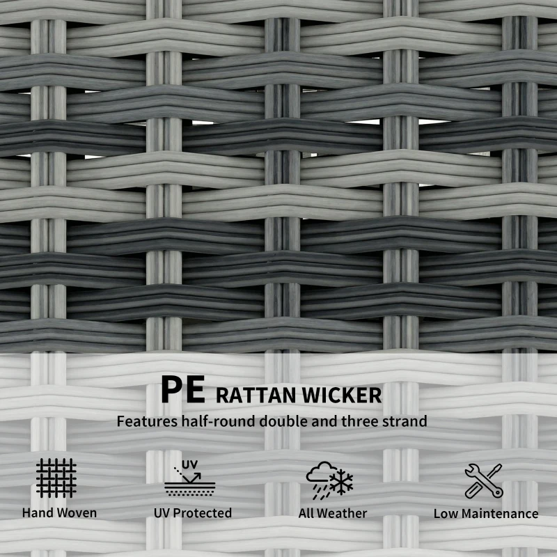 Outsunny 2 Seater Rattan Sofa, Outdoor Garden Sofa with Deep Seat, Cushions, Wide Armrests for Patio, Balcony, Porch, Mixed Grey