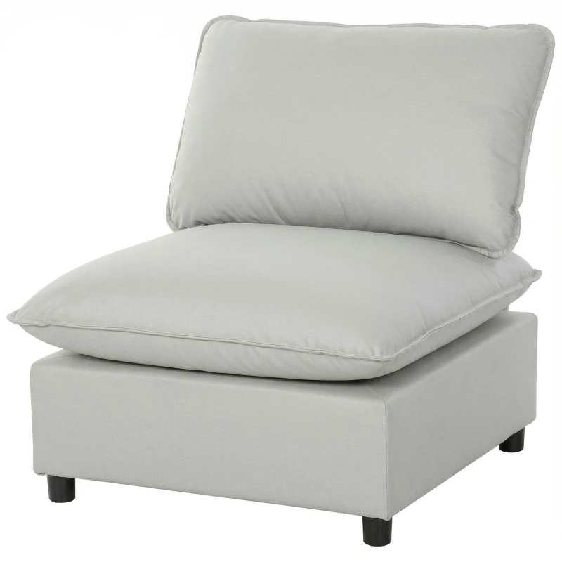 HOMCOM Sillón de acento, moderno sillón Leathaire con asiento ancho y profundo, acolchado grueso, montaje fácil, gris