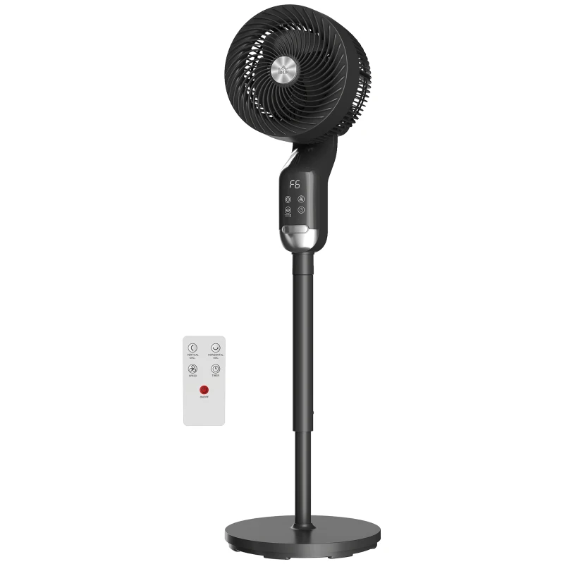 HOMCOM 20 dB Silent Standing Fan, 41" Pedestal Fan with Remote, 85° Oscillating, 8 Speeds, Adjustable Height, 12H Timer