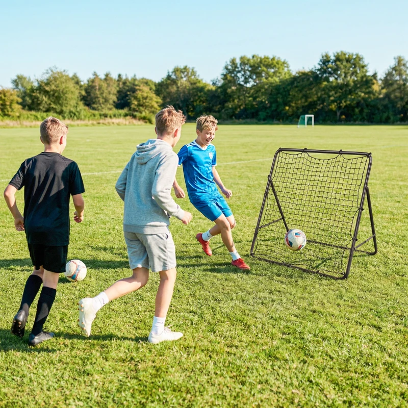 SPORTNOW Rete di Rimbalzo per Calcio con 5 Angoli Regolabili, Rete Multi-Sport per Allenamento, Nero