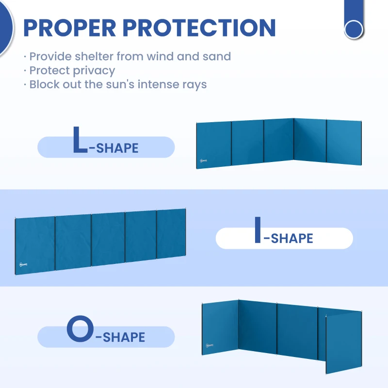 Outsunny Camping Windbreak, Foldable Portable Wind Blocker w/ Carry Bag and Steel Poles, 780cm x 150cm
