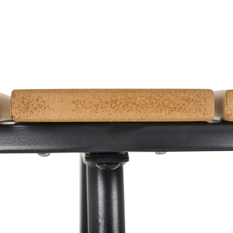 Outsunny Round Outdoor Side Table Adjustable Leg Pads Garden Table 49 x 49 x 48 cm Natural Wood & Black