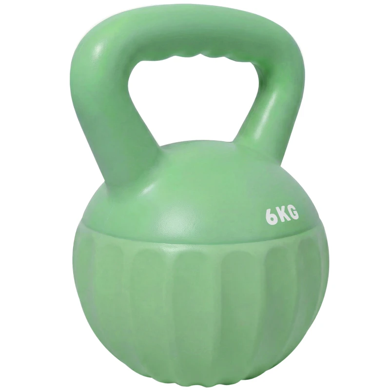 SPORTNOW Kettlebell 6 kg, umplută cu nisip, pentru începători – antrenament de forță acasă, 17 x 17 x 23 cm, Verde