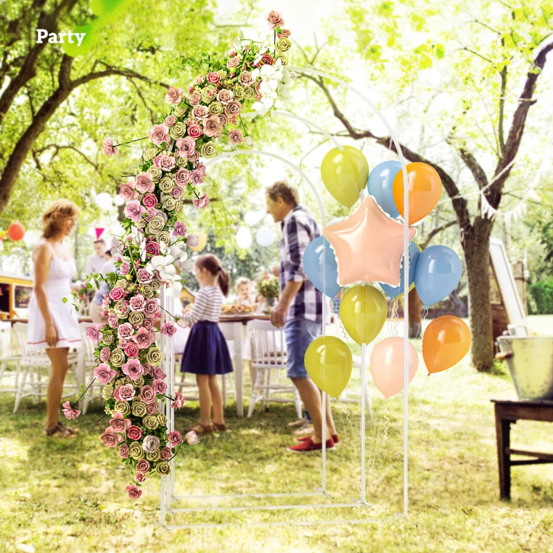 Outsunny Wedding Arch Frame Set, Metal Balloon Arch Stand Set, Balloon Arch Stand Set for Birthday Party, 2.2, 2, 1.8 m White