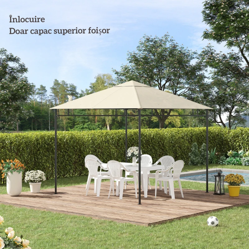 Outsunny Tetto di Ricambio Telo Sostitutivo per Gazebo Traspirante 3x3m