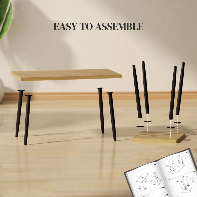 Stolik kawowy 2 szt. z ramą stalową, do salonu, naturalny